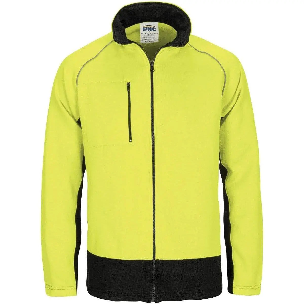 Dnc Workwear Hi-vis 2 Tone Full Zip Fleecy Sweatshirt With Two Side Zipped Pockets - 3725 Metro Workwear.
